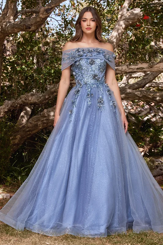 Casual Comfort CINDERELLA DIVINE CD955 Tie Sleeve Mermaid Jerstrapless Glitter Tulle Ball Gownsey Gown