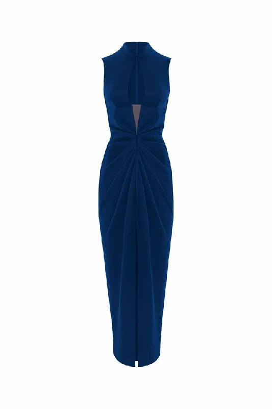 Effortless Dressing Draped satin midi dress with a cutout