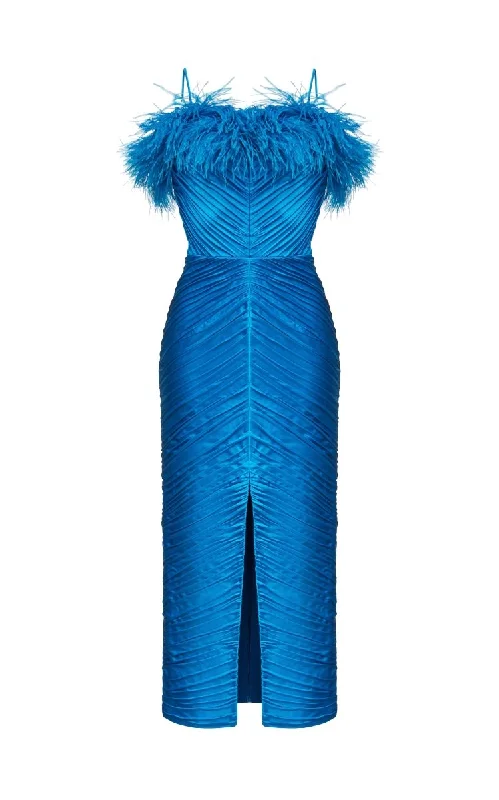 Comfy Pants Draped satin midi dress with fringes
