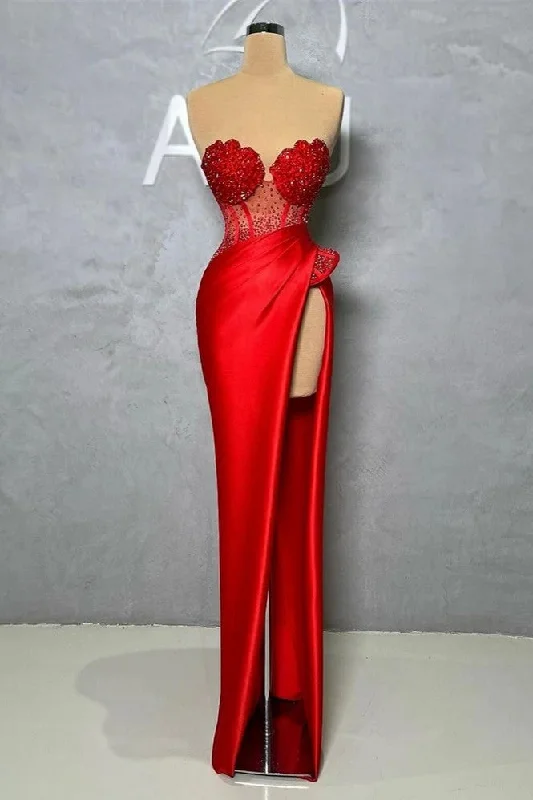 Trendy Looks Elegant Red Mermaid Evening Dress Beadings Off Shoulder