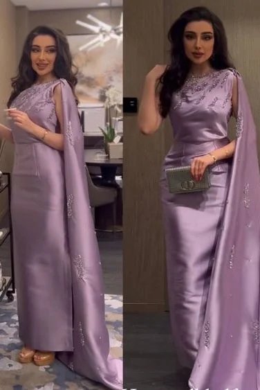 Trendy Dresses Lavender One Shoulder Long Women Evening Dress