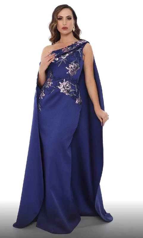 Casual Fit MNM Couture V6265 - Caped Asymmetrical Formal Dress