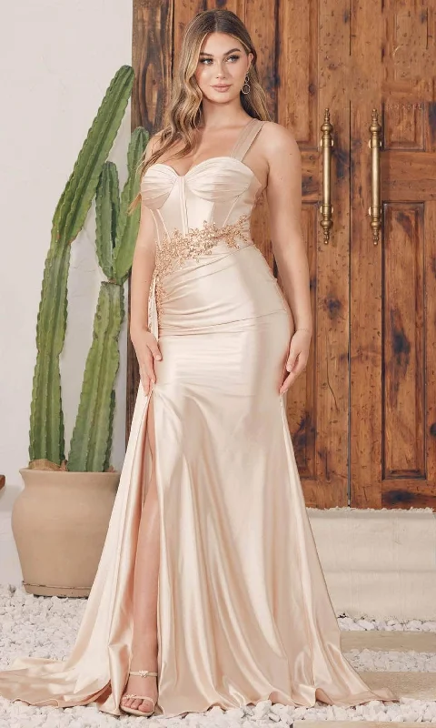 Layered Comfort Nox Anabel E1239 - Sweetheart Bustier Satin Evening Gown