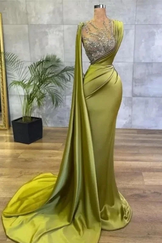 Relaxed Tops One Shoulder With Cape Mermaid Evening Dresses