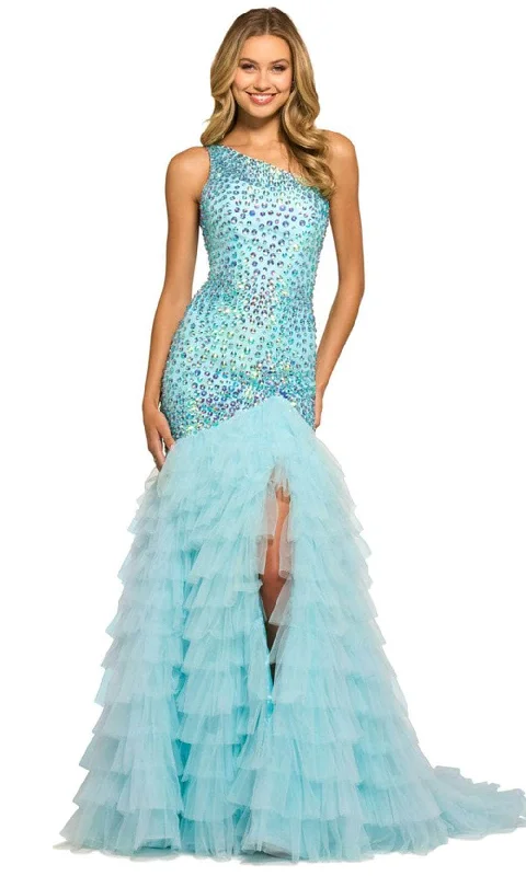 Breezy Comfort Sherri Hill 55357 - One-Sleeve Beaded Prom Gown