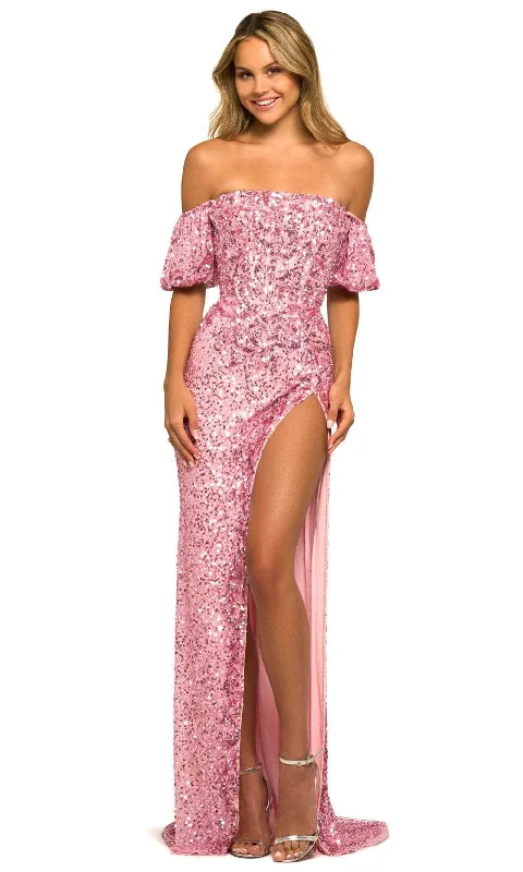 Light Comfort Sherri Hill 55516 - Sequin-Embellished Off Shoulder Classic Prom Gown