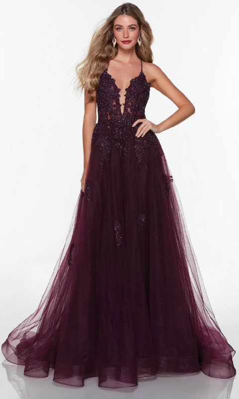 Smart Comfort Wear Alyce Paris 61263 - Lace Applique V-Neck Prom Ballgown