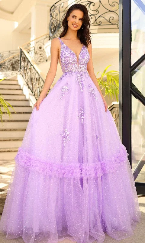 Cozy Footwear Amarra 88744 - Floral Applique A-Line Prom Dress