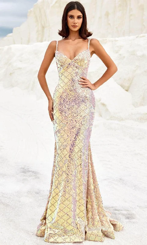 Comfortable Tops Blush by Alexia Designs 12125 - V-Neck Iridescent Sequin Prom Gown Comfortable Tops Blush by Alexia Designs 12125 - V-Neck Iridescent Sequin Prom Gown