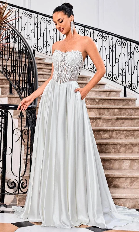 Relaxed Tops J'Adore Dresses J24015 - Lace Detailed A-Line Prom Dress