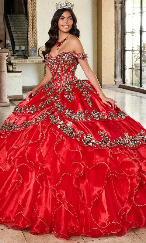 Relaxed Fit Rachel Allan RQ5001 - Embellished With Gold Applique Ballgown