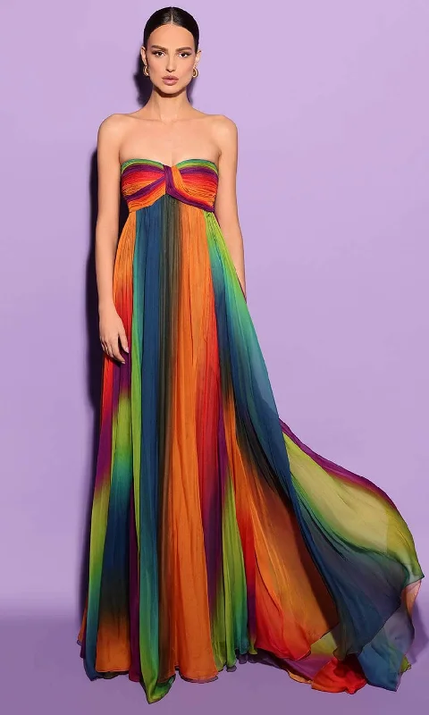Comfortable Jeans Tarik Ediz 53187 - Multicolored Sheath Long Dress